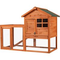 Wiltec Hasenstall 1220 x 630 x 920 mm mit Freilaufgehege und erhöhtem Unterschlupf aus Fichtenholz, Kaninchenkäfig mit 2 Etagen, Kleintierstall