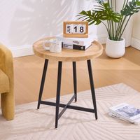 Runder Couchtisch mit Metallbeinen,55x55x60cm Hoher Beistelltisch für Wohnzimmer, Schlafzimmer oder Lounge Nordischer Stil Sofatisch aus Holz