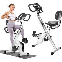 Cyclette pieghevole – Rattantree – X Bike – 16 livelli di resistenza magnetica – con display LCD e cardiofrequenzimetro – con bande elastiche di resistenza – Carico 150 kg – Bianco