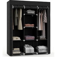 Guardaroba in Tessuto Armadio Salvaspazio 8 Ripiani 125x43x162.5cm Nero