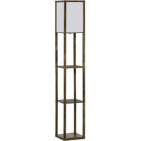 Lámpara de Pie con 3 Estantes de Almacenaje para Bombilla E27 Potencia Máx. 40W para Salón 26x26x160 cm Marrón Rústico