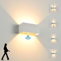 Indoor/outdoor LED wall light with motion detector, 24 W, IP 65 waterproof outdoor wall light, warm white 3000 K, adjustable lighting angle up and down.