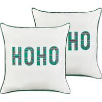 Dekokissen 2er Set JOYCANDY Baumwolle 45 x 45 cm Weiß Weihnachtsmotiv