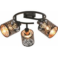 Plafoniera rotonda nera Kiga 3 luci E14 40W Reality