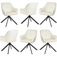 360° swivel dining chairs with ergonomic backrest, double extra-thick seat and sturdy metal base - Set of 6 - Cream White