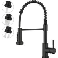 BLYLUND Black Kitchen Tap with Pull Down Sprayer, High Arc Commercial Spring 3 Modes Kitchen Sink Tap, SUS304 Stainless Steel Faucet for Farmhouse Camper Laundry Rv Bar