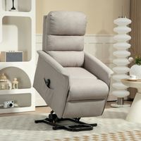 Fauteuil relevable électrique inclinable avec repose-pieds, télécommande et poche, beige