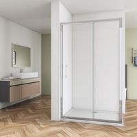 SKY Bathroom Bathroom Sliding Shower Door Enclosure Cubicle 1000x1900mm 8mm NANO Glass + 760mm Side Panel
