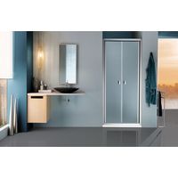 Nicchia doccia 80 cm saloon con profili in alluminio brillantato cromo e finitura pannelli trasparente - Europa