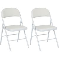 Juego de 2 Sillas Abatibles con Respaldo y Estructura de Acero para Oficina Estudio 45x46x78 cm Blanco
