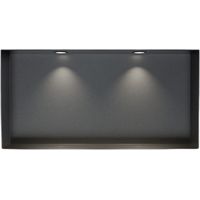 BERNSTEIN - Nicchia doccia in acciaio inox + 2 faretti LED, mensola a scomparsa NT306010X- 30x60x10cm (AxLxP) Metallo da sparo, 2x faretti nero opaco Canna di fucile, 2x cornice per installazione spot