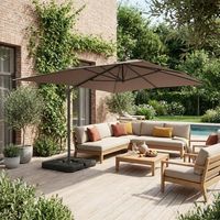 Parasol déporté rectangulaire 3x4m taupe + dalles à lester 50x50cm - Antibes