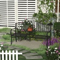 Banc de jardin 2 places avec table extensible en métal noir