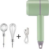 Batteur Électrique Sans Fil - 3 Vitesses Réglables - 2 Embouts Inclus (Fouet à Lait + Fouet Long) - Pour Pâtisserie, Oeufs, Smoothies, Sauce - Rechargeable USB - Autonomie 60 Min