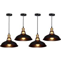 4 Piezas Lámpara de Techo Vintage Lámpara Colgante Industrial Luz Retro Rústica Clásico Luz de Metal, Iluminación E27 para Restaurante, Sala Negro