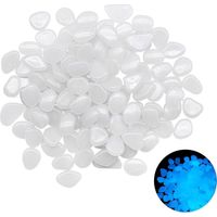 300 Pièces Lumineuses, Galets Brillants Décoratifs Galets Lumineux Cailloux Artificiels Blanc Galets Pierres pour Extérieur Jardin Aquarium Pierres Galets Lumineux qui Brillent Dans Noir(Blanc)