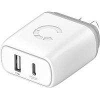 Cygnett PowerPlus Caricatore da Muro 45W Dual Port USB-C USB-A GaN Bianco Spina EU