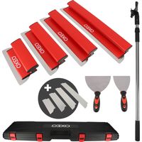 Lames à Lisser plaquiste - Coffret lames 0.35mm et 0.5mm - Acier inoxydable - Perche extensible - Lames souples et rigides