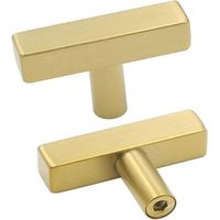 Set of 10 Gold Handles - Single Hole Stainless Steel Cabinet Door T-Bar Furniture Handle with Screws