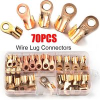 Kit 70 Cosses Ouvertes en Cuivre Rouge, Bornes de Raccord Électrique Épaissies