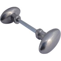 Quincadeco – Bouton double ovale aluminium poli – Pour portes anciennes et portails – Carré 6 x 110 mm – Réglage facile avec vis pointeau
