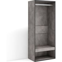 Skraut Home - Offener Kleiderschrank, Kleidung, Schuhe, 60x145x35 cm, Für Schlafzimmer, Zimmer, Garderobenschrank, Moderner Stil, Zementgrau