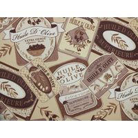 Olive Oil Label Motif Wallpaper Typography Script Brown Beige Textured Vinyl