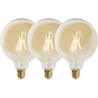 QAZQA Set mit 3 E27 dimmbaren LED-Lampen G125 Gold 5W 450 lm