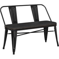 ORION91oficial® - Banco Sillón Vintage Metal, Negro, Asiento Acolchado Piel Sintética con Tachuelas,109x55,5x83 cm, Comedor - Oficina - Salón - Teletrabajo - Cocina - spaziOrion91