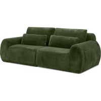2‑Sitzer Sofa, weiches Kaninchenstil-Kunstfell, hohe Rückfederung, mit USB-Ladeanschluss und seitlicher Magazintasche, geeignet für kleines Wohnzimmer, Wohnung, Arbeitszimmer und Schlafzimmer,Green