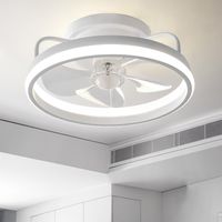 Ventilateur de plafond pour chambre à coucher avec lumière LED à intensité variable, télécommande et pales blanches
