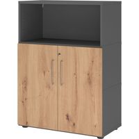 bümö flexi Aktenschrank mittel mit Flügeltüren Graphit/Asteiche