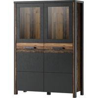 Buffet hoch, Kollektion WINDSOR. Farbe anthrazitgrau und dunkle Eiche.
