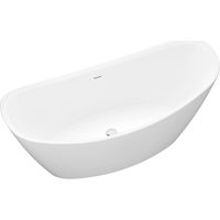 BERNSTEIN - Baignoire îlot acrylique ovale 173x73x75cm + Bonde et trop plein - Blanc mat - SIENA