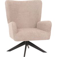 Fauteuil lounge HHG-916, fauteuil cocktail fauteuil rembourré fauteuil relax, pivotant, tissu/textile chenille métal, taupe