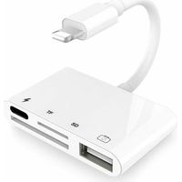 Adaptateur Carte SD - Lecteur TF - USB OTG - Pour iPhone - Compatible iOS 9.2 à 17 - Jusqu'à 512 Go - 4-en-1