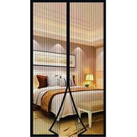 Moustiquaire magnétique pour portes et fenêtres, rideaux moustiquaires, moustiquaire pour baie vitrée coulissante, moustiquaire magnétique sans perçage (90 x 210 cm, noir) - Crezuo