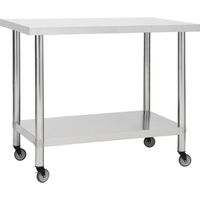Table de travail de cuisine avec roues-Plan de travail de cuisine-Îlot de cuisine 100x45x85 cm Inox