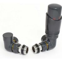 West Delta Corner TRV Thermostatic Radiator Valve and Lockshield - Anthracite