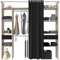 Ekipa Kleiderschrank Schwarz mit Zwei Kleiderstangen und Schubladen