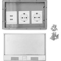 Prise de sol encastrée, un ensemble de prises plates encastrées, un ensemble de prises plates étanches en acier inoxydable de 4 kW avec 2 ports USB standard UE, AC250 V, adaptées au marbre.