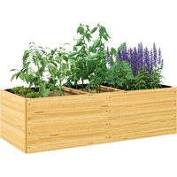 Fioriera da Esterno in Legno di Abete Divisa in 3 Aree con Strato in Tessuto non Tessuto, 140x60x40 cm