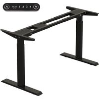 Bureau Assis Debout Électrique Réglable en Hauteur,69-115cm Double Moteur Cadre en Acier Pied De Table Reglable,Noir