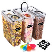 Contenitori Ermetici per Alimenti, Set di 3 (3.7L), Contenitore Plastica con Coperchio, Senza BPA Contenitori per Alimenti, Contenitori Cucina Organizer per la Conservazione di Pasta e Cereali