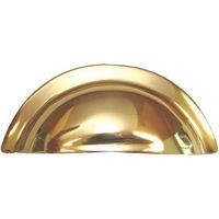Poignée coquille épaisse laiton - Décor : Poli - Entraxe : 64 mm - Hauteur : 40 mm - Longueur : 96 mm - Profondeur : 18 mm - DUBOIS