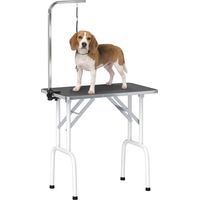 Table de toilettage pour chiens - Table de toilettage avec harnais, pliable, pieds en acier, plateau antidérapant, 81 x 48,5 x 80 cm, noire