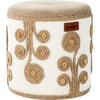 Pouf di iuta pouf poggiapiedi imbottitura in EPS soggiorno stile Boho bianco e beige Diman