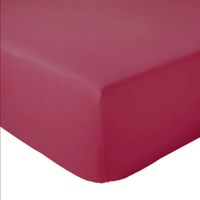 Drap Housse Uni bonnet 30 cm 100% Coton Rose foncé 180x190 cm