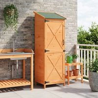 vidaXL Garden Shed with Roof Brown 59.5 x 56 x 176.5 cm Solid Fir Wood