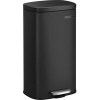 Songmics – Poubelle à pédale 30L en acier noir – Couvercle silencieux – Seau intérieur amovible – Design élégant pour cuisine moderne